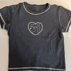 Brandy Melville black embroidered tee